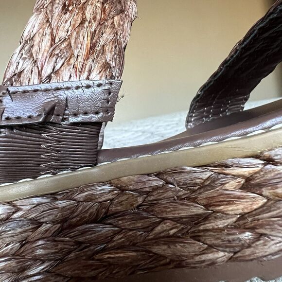 Splendid Goldi Braided Espresso Brown Raffia Sandals Women 9 Platform Wide Strap - Picture 4 of 16